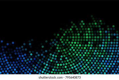 Dark Blue, Green vector red banner with set of circles, dots. Donuts Background. Creative Design Template. Technological halftone illustration.