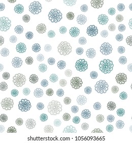 Dark Blue, Green vector seamless doodle bright template. A vague abstract illustration with flowers in doodles style. Hand painted design for web, wrapping, wallpaper.