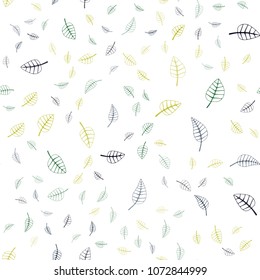Dark Blue, Green vector seamless  doodle blurred template. leaves on blurred abstract background with gradient. Brand-new design for your business.