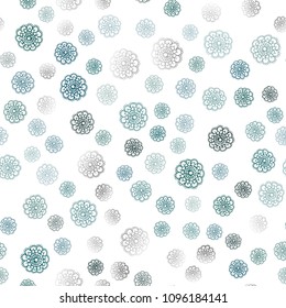 Dark Blue, Green vector seamless doodle blurred pattern. Sketchy doodles with flowers on blurred background. Completely new template for your brand book.