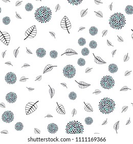 Dark Blue, Green vector seamless doodle template with leaves and flowers. Doodle illustration of leaves and flowers in Origami style. Completely new template for your brand book.