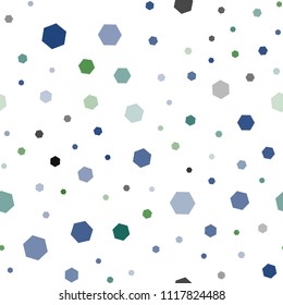 Dark Blue, Green vector seamless layout with hexagonal shapes. Glitter abstract illustration in hexagonal style. Pattern for texture of wallpapers.
