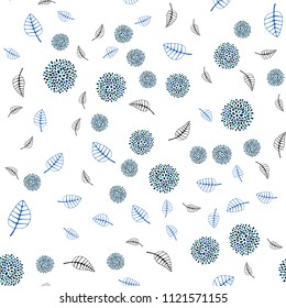 Dark Blue, Green vector seamless elegant background with leaves and flowers. Leaves and flowers with gradient on white background. Completely new template for your design.