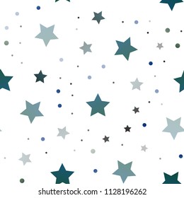 Dark Blue, Green vector seamless layout with bright stars. Modern geometrical abstract illustration with stars. The pattern can be used for websites.