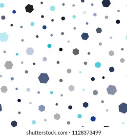 Dark Blue, Green vector seamless backdrop with hexagons. Illustration of colored hexagons on white surface. Pattern for ads, leaflets.