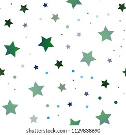 Dark Blue, Green vector seamless template with sky stars. Shining colored illustration with stars. Best design for your ad, poster, banner.
