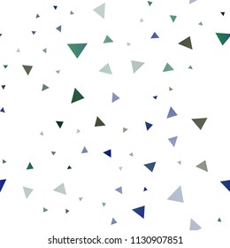 Dark Blue, Green vector seamless texture in triangular style. Triangles on abstract background with colorful gradient. Pattern for commercials.