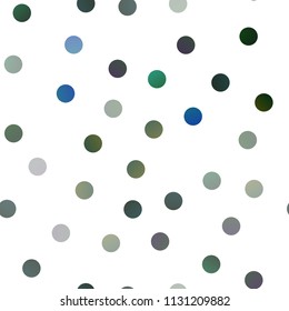 Dark Blue, Green vector seamless texture with disks. Beautiful colored illustration with blurred circles in nature style. Pattern can be used as texture of water, rain drops.