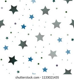 Dark Blue, Green vector seamless pattern with christmas stars. Decorative shining illustration with stars on abstract template. The pattern can be used for wrapping gifts.