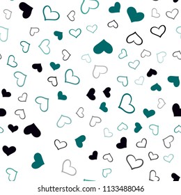 Dark Blue, Green vector seamless background with hearts. Beautiful colored illustration with hearts in celebration style. Beautiful design for your business advert of anniversary.
