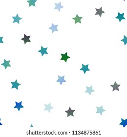 Dark Blue, Green vector seamless background with colored stars. Shining colored illustration with stars. Best design for your ad, poster, banner.