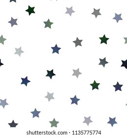 Dark Blue, Green vector seamless cover with small and big stars. Glitter abstract illustration with colored stars. Best design for your ad, poster, banner.