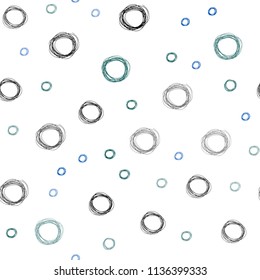 Dark Blue, Green vector seamless layout with circle shapes. Abstract illustration with colored bubbles in nature style. Pattern can be used as texture of wallpapers.