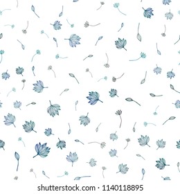 Dark Blue, Green vector seamless hand painted template. Colorful illustration in doodle style with leaves. Brand new design for your business.