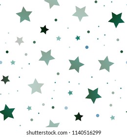 Dark Blue, Green vector seamless template with sky stars. Glitter abstract illustration with colored stars. The pattern can be used for new year ad, booklets.