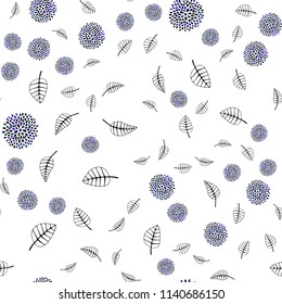Dark Blue, Green vector seamless natural background with leaves and flowers. Colorful illustration in doodle style with leaves, flowers. Brand new style for your business design.