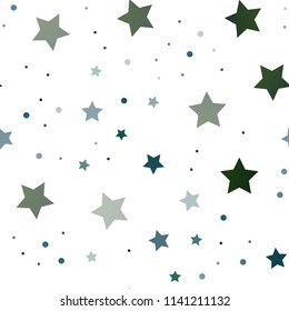 Dark Blue, Green vector seamless pattern with christmas stars. Blurred decorative design in simple style with stars. Smart design for your business advert.