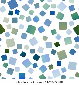 Dark Blue, Green vector seamless texture in rectangular style. Beautiful illustration with rectangles and squares. Best design for your ad, poster, banner.
