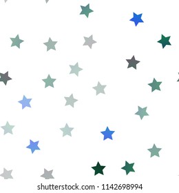 Dark Blue, Green vector seamless template with sky stars. Shining colored illustration with stars. The pattern can be used for websites.