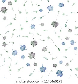 Dark Blue, Green vector seamless doodle template. Shining colored illustration with leaves in doodle style. The textured pattern for website.