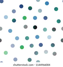 Dark Blue, Green vector seamless background with bubbles. Beautiful colored illustration with blurred circles in nature style. The pattern can be used for ads, leaflets of liquid.