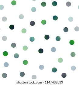 Dark Blue, Green vector seamless layout with circle shapes. Blurred bubbles on abstract background with colorful gradient. The pattern can be used for aqua ad, booklets.