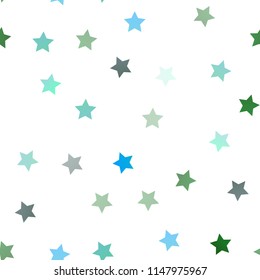 Dark Blue, Green vector seamless background with colored stars. Modern geometrical abstract illustration with stars. The pattern can be used for websites.