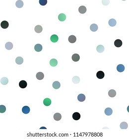 Dark Blue, Green vector seamless background with bubbles. Blurred bubbles on abstract background with colorful gradient. New design for ad, poster, banner of your website.