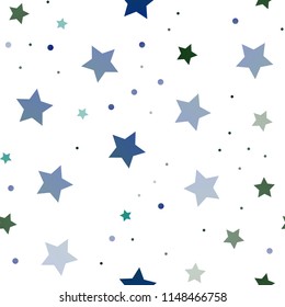 Dark Blue, Green vector seamless template with sky stars. Modern geometrical abstract illustration with stars. The pattern can be used for wrapping gifts.