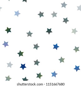 Dark Blue, Green vector seamless template with sky stars. Decorative shining illustration with stars on abstract template. Best design for your ad, poster, banner.