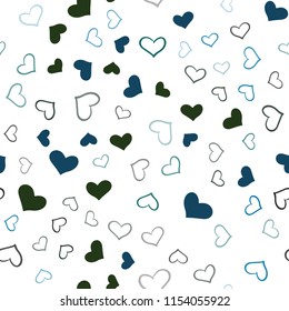 Dark Blue, Green vector seamless layout with sweet hearts. Beautiful colored illustration with hearts in celebration style. Pattern for marriage gifts, congratulations.