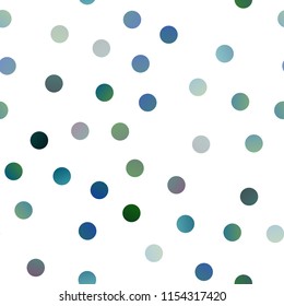 Dark Blue, Green vector seamless template with circles. Blurred bubbles on abstract background with colorful gradient. The pattern can be used for beautiful websites.