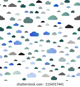 Dark Blue, Green vector seamless layout with cloudscape. Beautiful illustration with colorful sky, clouds. Pattern for trendy fabric, wallpapers.