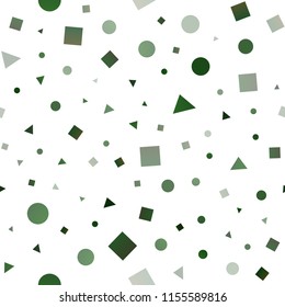 Dark Blue, Green vector seamless background with triangles, circles, cubes. Illustration with set of colorful circles, triangles, squares. Design for textile, fabric, wallpapers.