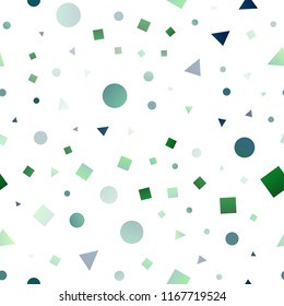 Dark Blue, Green vector seamless cover in polygonal style with circles. Abstract gradient illustration with circles, triangles, cubes. Pattern for design of fabric, wallpapers.