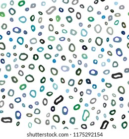 Dark Blue, Green vector seamless texture with disks. Modern abstract illustration with colorful water drops. Pattern for design of fabric, wallpapers.