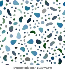 Dark Blue, Green vector seamless pattern with spheres. Blurred bubbles on abstract backdrop with colorful gradient. Design for textile, fabric, wallpapers.