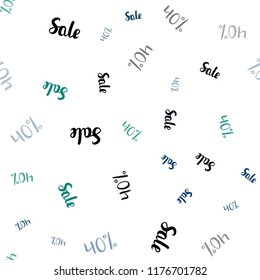 Dark Blue, Green vector seamless background with 40 % signs of sales. Illustration with signs of sales on abstract template. Template for season sales, shopping ads.