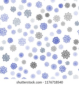 Dark Blue, Green vector seamless template with ice snowflakes. Shining colored illustration with snow in christmas style. Pattern for design of fabric, wallpapers.