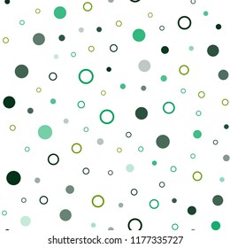Dark Blue, Green vector seamless pattern with spheres. Glitter abstract illustration with blurred drops of rain. Trendy design for wallpaper, fabric makers.
