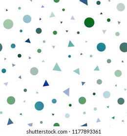 Dark Blue, Green vector seamless template with crystals, circles. Circles, lines on abstract background with colorful gradient. Pattern for design of fabric, wallpapers.