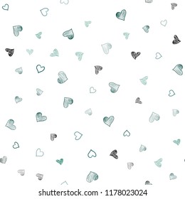 Dark Blue, Green vector seamless layout with sweet hearts. Hearts on blurred abstract background with colorful gradient. Design for ad, poster, banner of Valentine Day.