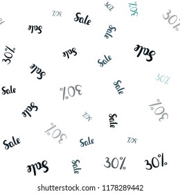 Dark Blue, Green vector seamless cover with symbols of 30% sales. Abstract illustration with colorful gradient symbols of sales. Backdrop for mega promotions, discounts.