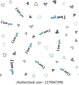 Dark Blue, Green vector seamless layout with sweet hearts. Illustration with hearts in love concept for valentine's day. Design for ad, poster, banner of Valentine Day.