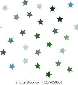 Dark Blue, Green vector seamless background with colored stars. Shining colored illustration with stars. The pattern can be used for new year ad, booklets.