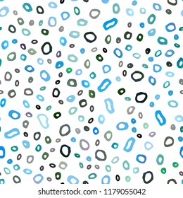 Dark Blue, Green vector seamless background with bubbles. Blurred bubbles on abstract backdrop with colorful gradient. Pattern for design of fabric, wallpapers.
