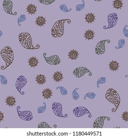 Dark Blue, Green vector seamless abstract background with leaves and flowers. Glitter abstract illustration with leaves and flowers. Textured pattern for a website, banner.