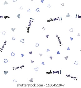 Dark Blue, Green vector seamless layout with sweet hearts. Glitter abstract illustration with colorful hearts in romantic style. Beautiful design for your business advert of anniversary.