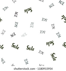 Dark Blue, Green vector seamless background with 30, 40, 50, 70 % signs of sales. Abstract illustration with colorful gradient symbols of sales. Template for season sales, shopping ads.