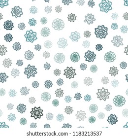 Dark Blue, Green vector seamless cover with beautiful snowflakes. Shining colored illustration with snow in christmas style. Pattern for trendy fabric, wallpapers.